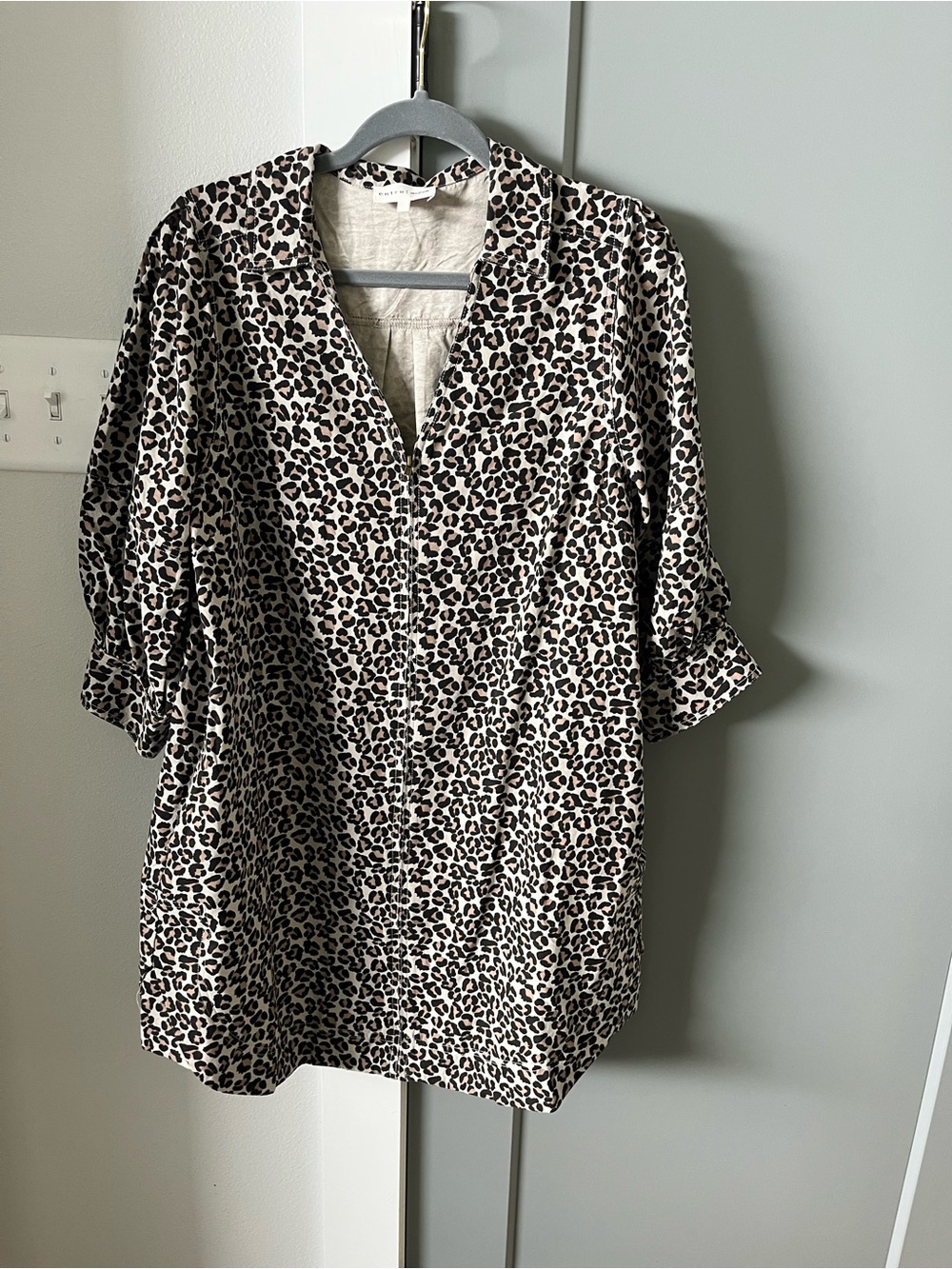 entro Leopard-Print Mini Dress in Beige and Black